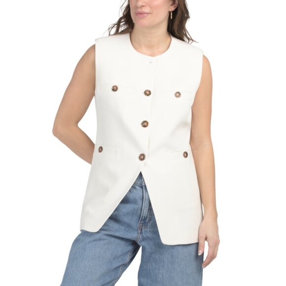 RACHEL ZOE Off White Button Front Vest - Picture 1 of 2